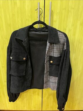 Black and plaid corduroy-Style overshirt/Jacket